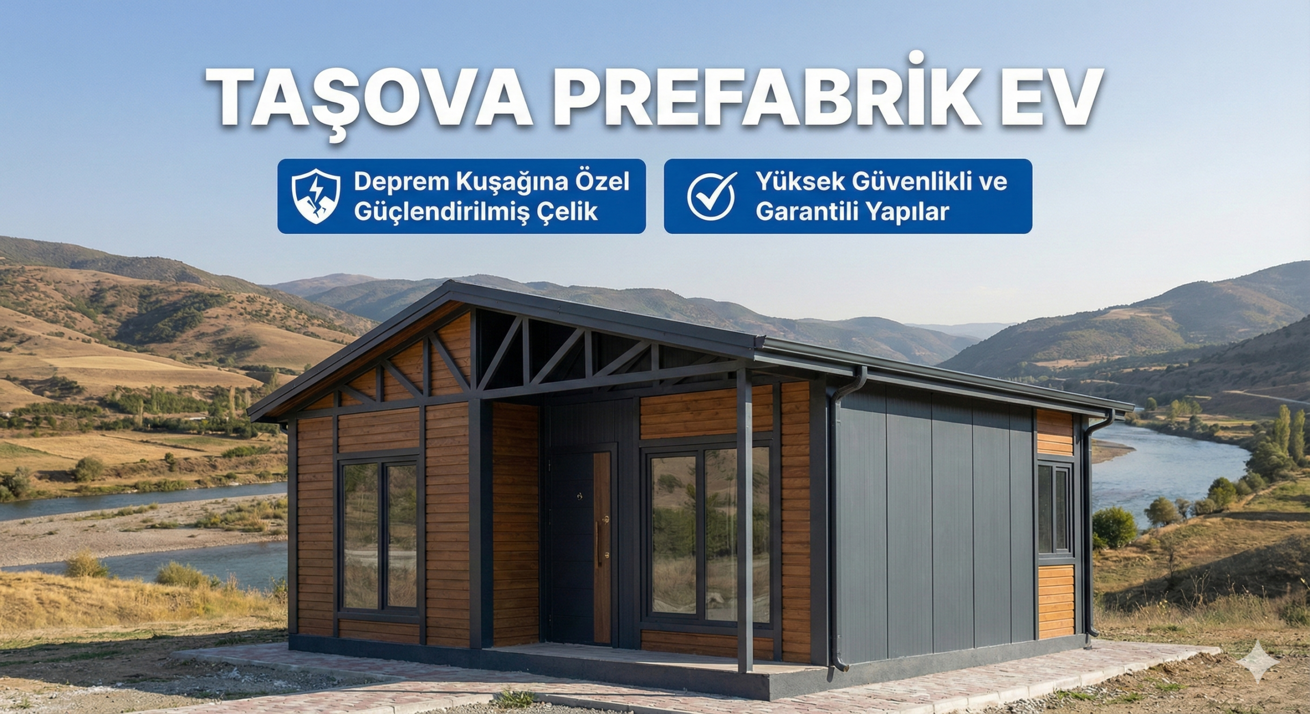 Taşova deprem bölgesine uygun ağır çelik destekli güvenli prefabrik ev