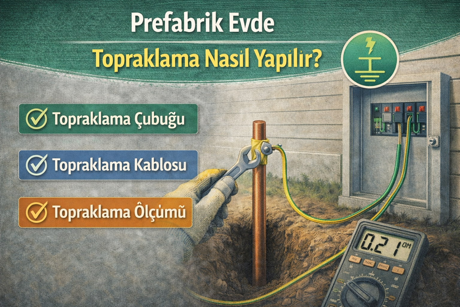 Prefabrik Evde Topraklama Nasıl Yapılır? Prefabrik evde topraklama sistemi ve ölçüm işlemi
